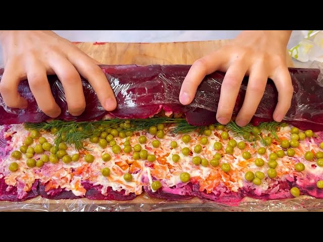 Закусочный рулет из свеклы с сельдью Закусочный рулет из свеклы с сельдью